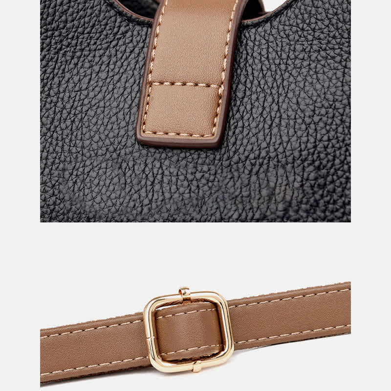 Kleine Umhängetasche mit drei Fächern für Damen, Schultertasche aus Leder