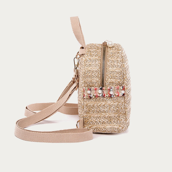 Strohrucksack für Damen, Mini-Tagesrucksack für den Außenbereich, leicht, lässig