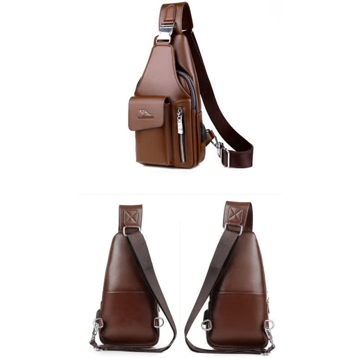 Tragefreundliche Schultertasche mit mehreren Fächern und USB-Ladeanschluss