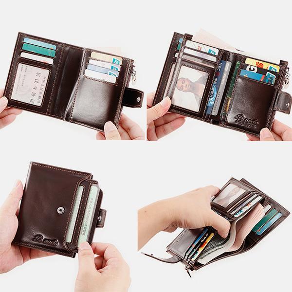 RFID-Geldbörse aus Leder mit großem Fassungsvermögen für mehrere Karten