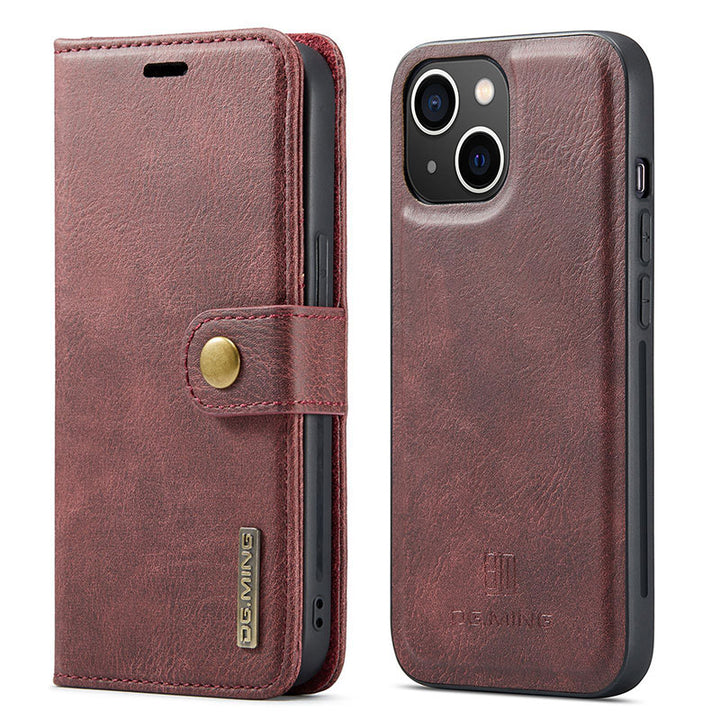 Magnetische Brieftaschenhülle für iPhone 13 Pro Max, mehrere Modelle, handgefertigtes PU-Leder