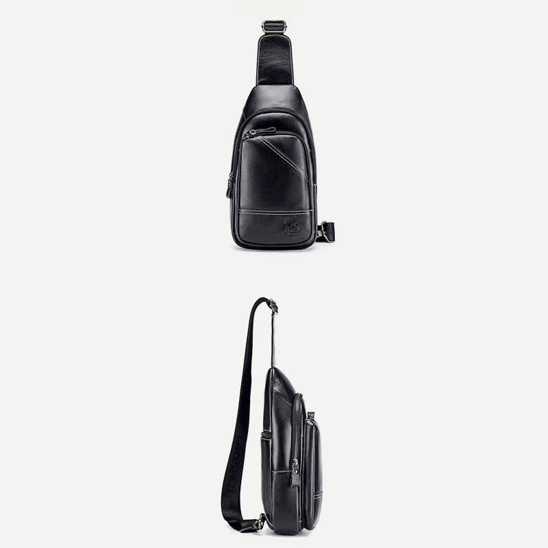 Rindsleder Leder wasserdicht Casual Sling Bag Daypack Schulter Brust Tasche