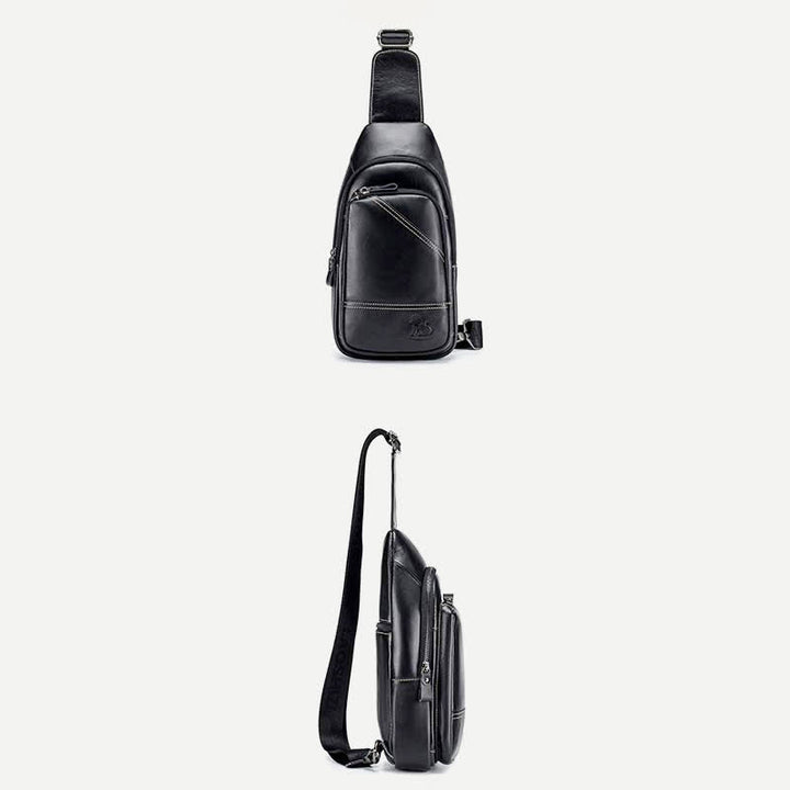 Rindsleder Leder wasserdicht Casual Sling Bag Daypack Schulter Brust Tasche