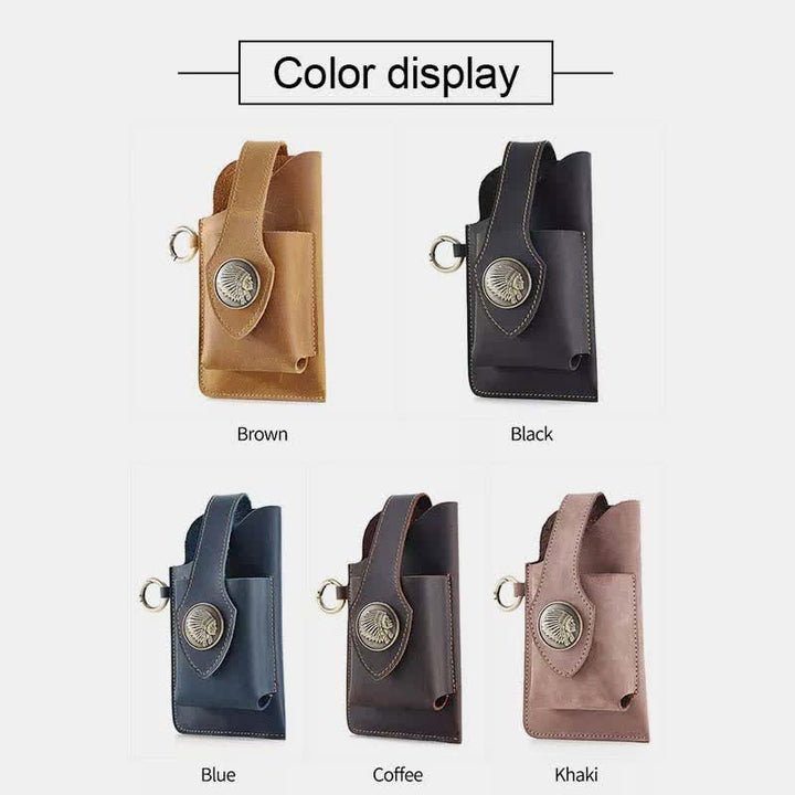Retro Leder Telefon Holster für Männer Universal Fall Taille Tasche EDC