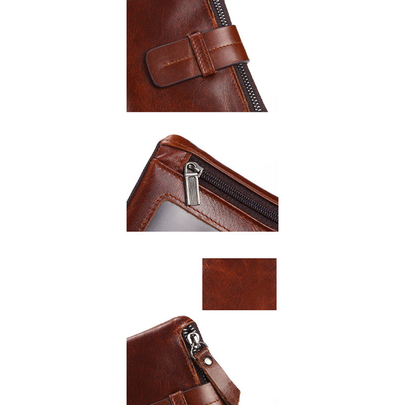 Vintage Echtes Leder Kurze Brieftasche herren Geldbörse Front Tasche Brieftasche