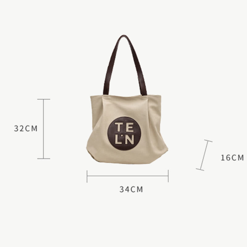 Vintage Canvas Tote Monogramm große plissierte Schultertasche für Frauen