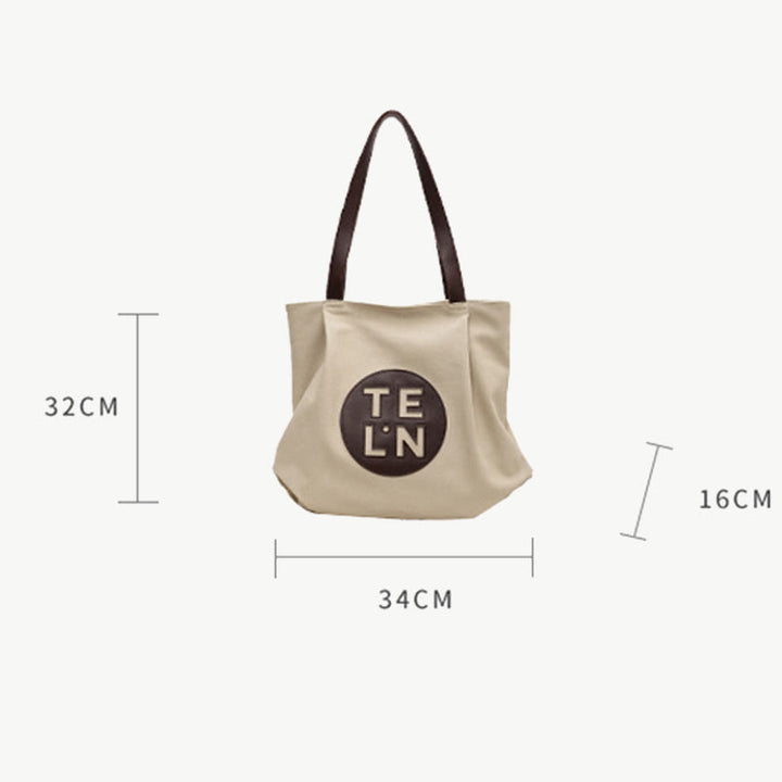 Vintage Canvas Tote Monogramm große plissierte Schultertasche für Frauen