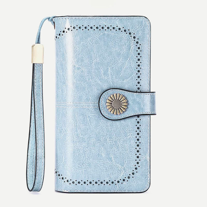 Damen RFID-blockierende Ledergeldbörse mit mehreren Steckplätzen, Kreditkartenetui, Clutch