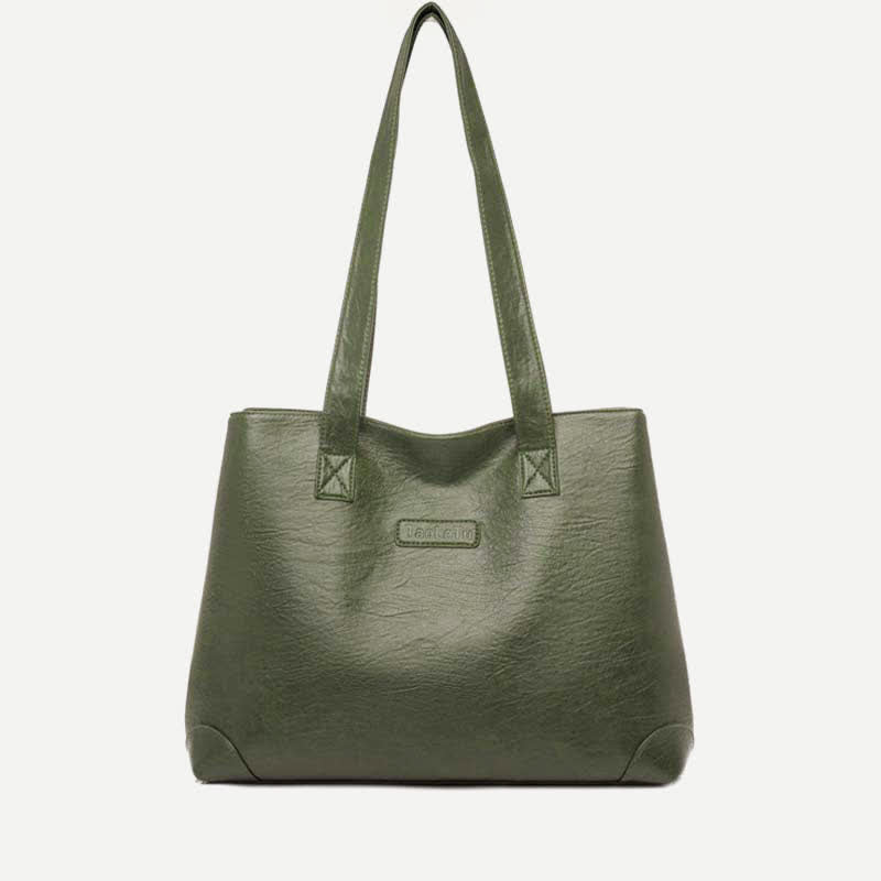 Damen Handtasche aus weichem Kunstleder mit zwei Fächern, Schultertasche
