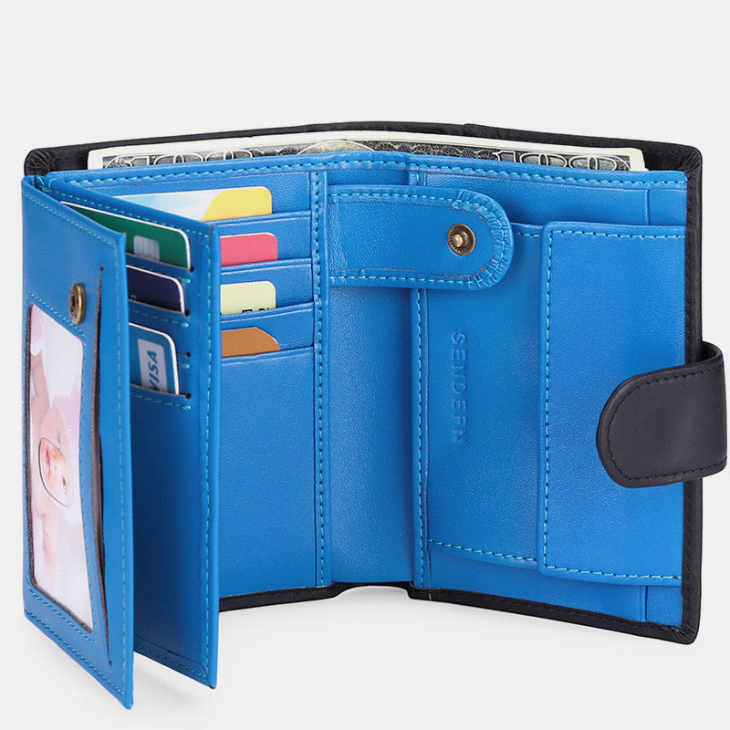 Kleine Geldbörse aus echtem Leder mit RFID-Blockierung - DodgerBlue - image 1