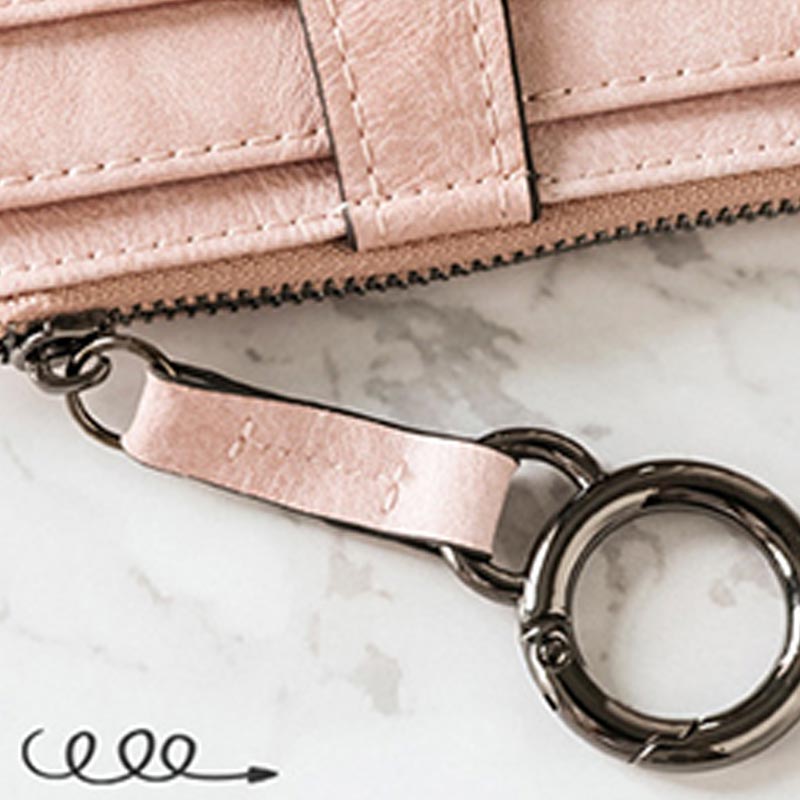 Schlankes Kartenetui, Vordertasche, Geldbörse, Kreditkartenhalter für Damen, mit Schlüsselanhänger