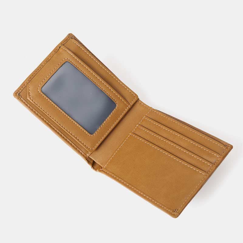 Gravierte Herren-Geldbörse, dreifach faltbar, Leder, Kartenhalter, Geschenke für Sohn und Enkel