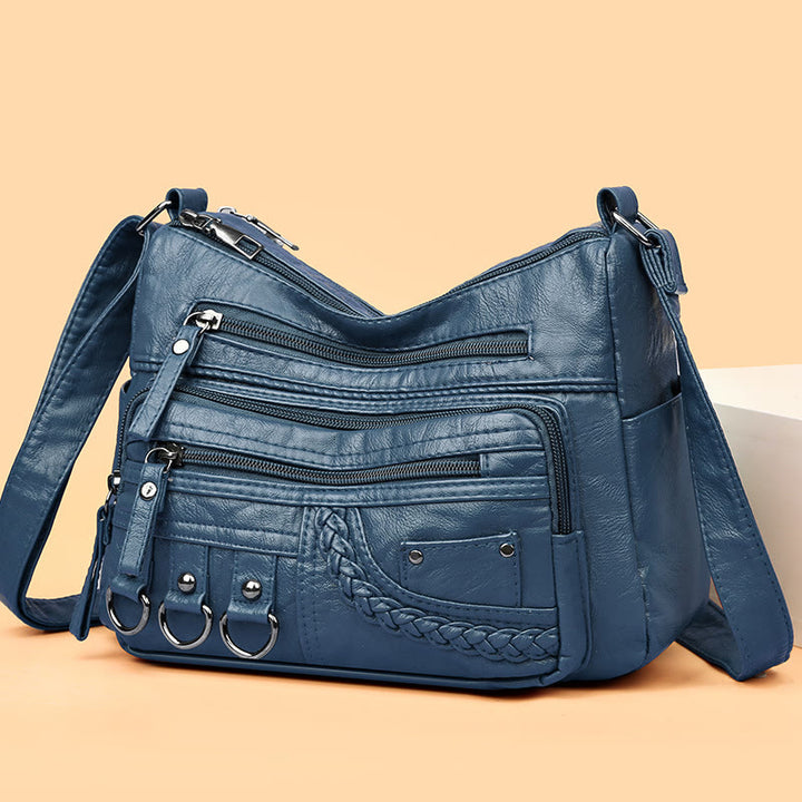 Umhängetasche für Damen, Twist-Muster, mehrere Taschen, Ledergeldbörse