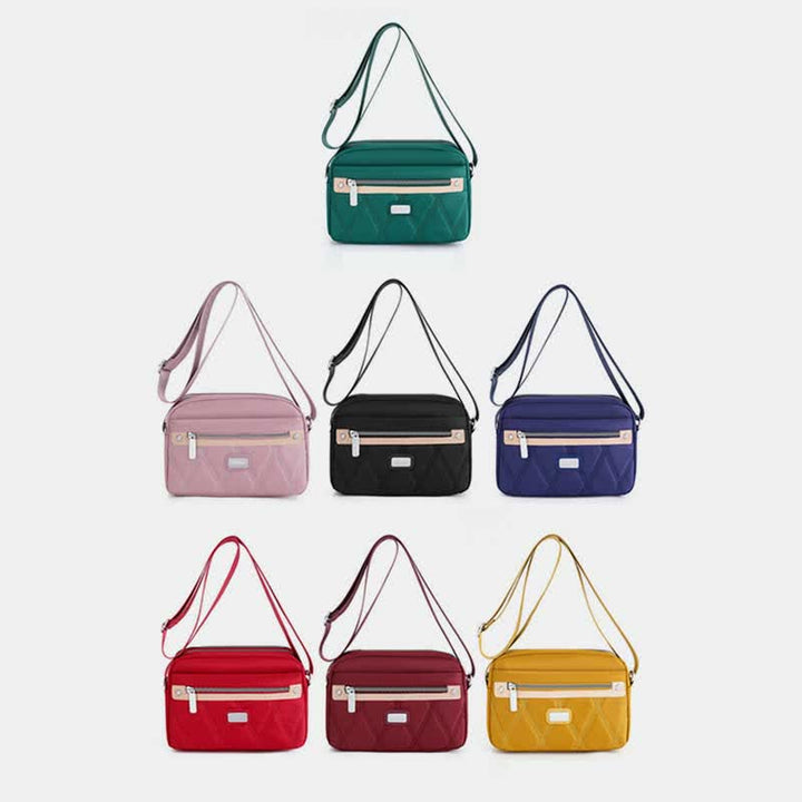 Wasserdichte Umhängetasche für Damen, Doppelreißverschluss, Nylon, Handtasche, Schultertasche