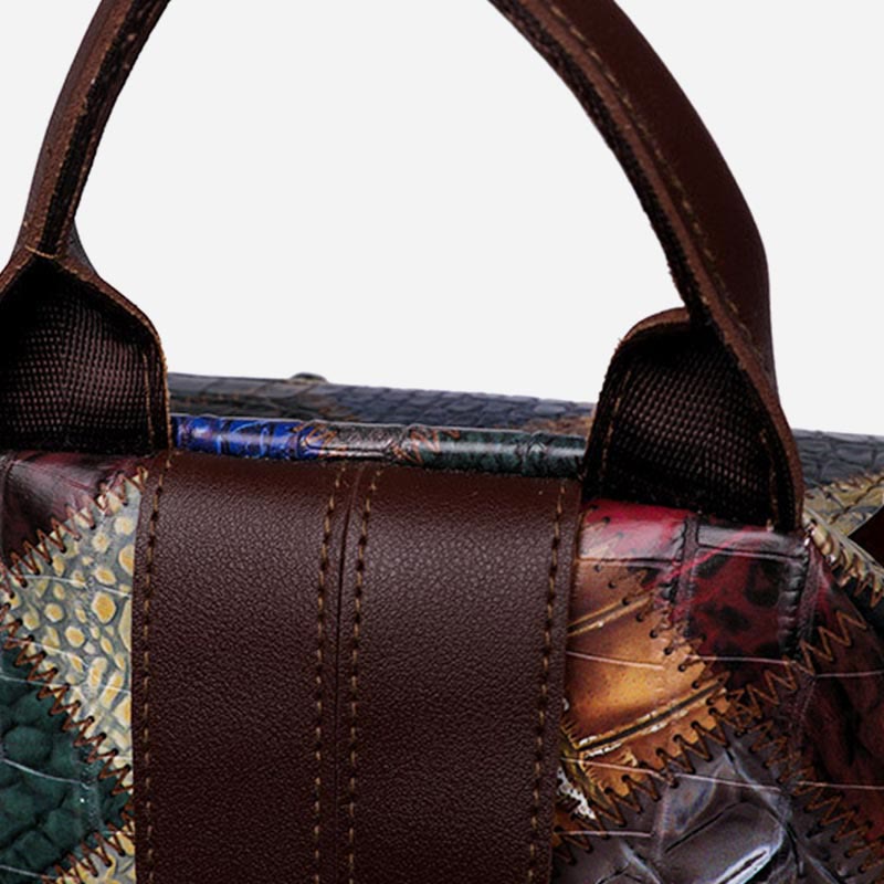 Rucksack für Frauen, Retro, Kontrastfarbe, geometrischer Reiserucksack