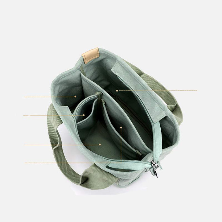 Handtasche mit mehreren Taschen für Damen, lässige Tragetasche aus Canvas, Geldbörse für den täglichen Gebrauch