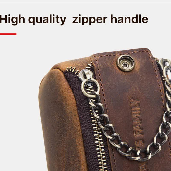 Retro-Make-up-Tasche aus echtem Leder, Mehrzweck-Reißverschluss, Federmäppchen