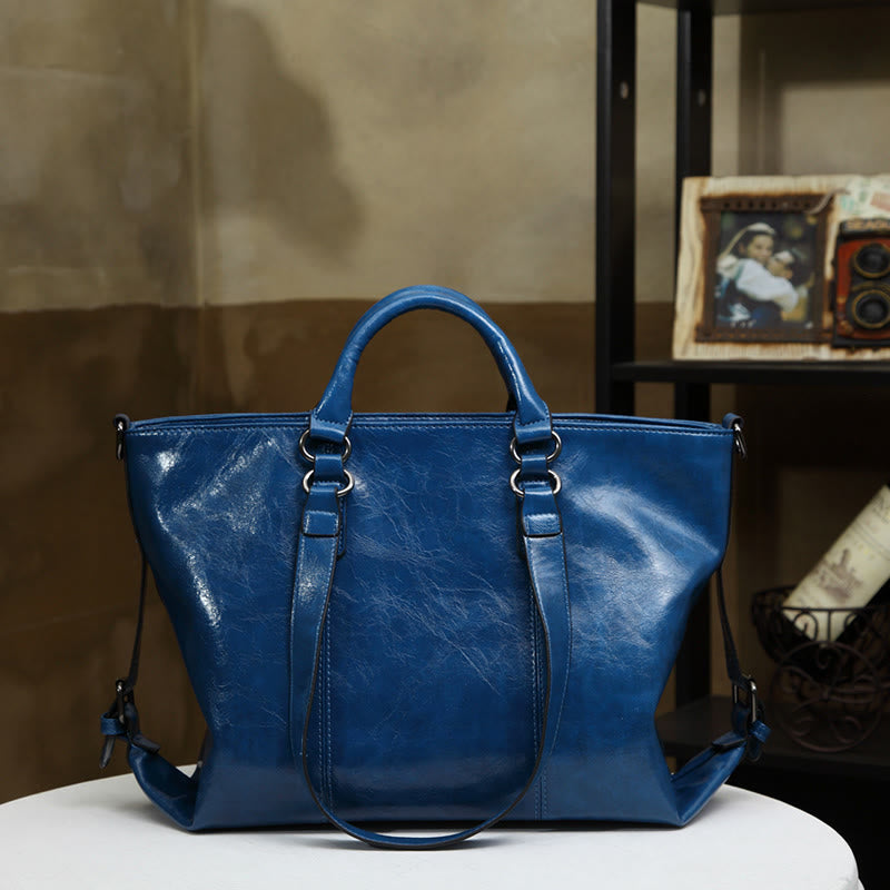 Große Reisetasche für Damen, minimalistische Handtasche aus schlichtem Leder