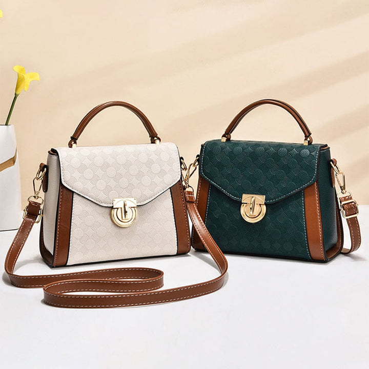 Clamshell-Tasche mit Henkel oben für Damen, klassische Farbe, kleine Umhängetasche
