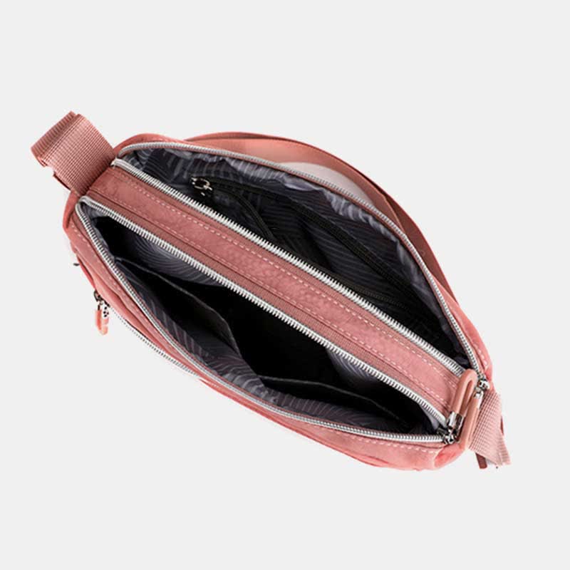 Umhängetasche mit Doppelreißverschlussfach für Damen, leichte Schultertasche mit mehreren Taschen