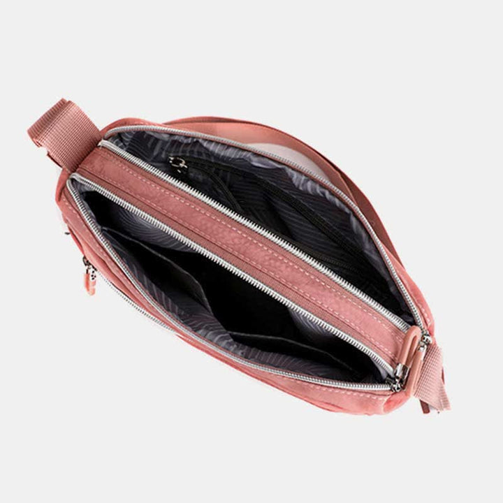 Umhängetasche mit Doppelreißverschlussfach für Damen, leichte Schultertasche mit mehreren Taschen
