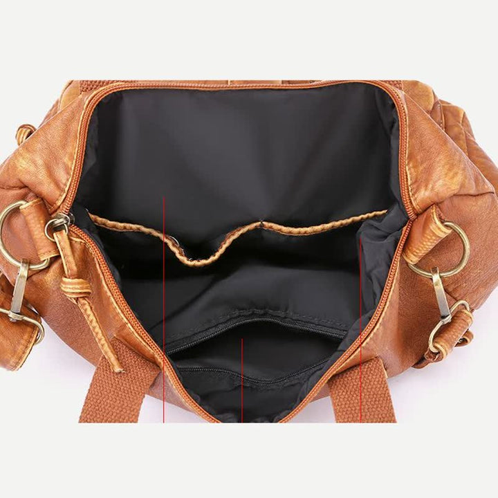 Retro-Tragetasche aus Kunstleder für Damen, Schultertasche mit Crossbody-Gurt
