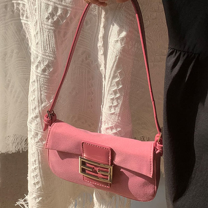 Umhängetasche für Damen, Vintage, mattrosa, elegante Handtasche
