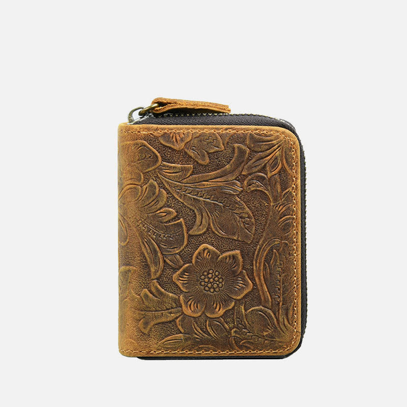 Retro Kurze Brieftasche Aus Echtem Leder Mehrere Slots Orgel