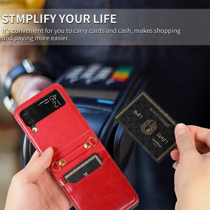 Samsung Galaxy Z Flip 3 Handyhülle, einfarbige Crossbody-Handytasche mit Kartenfach