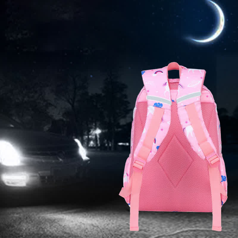 Einhorn-Schulranzen-Set für Mädchen, Rucksack, Büchertasche, Lunchtasche, Federmäppchen