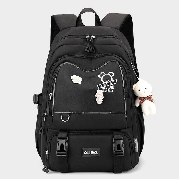 Rucksack für Damen, mehrere Taschen, großes Fassungsvermögen, Polyesterfaser, Schul-Tagesrucksack