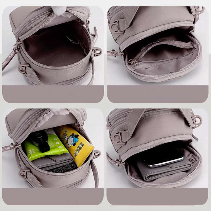 Umhängetasche mit dreifachem Reißverschluss für Damen, wasserdichte Mini-Reisehandtasche