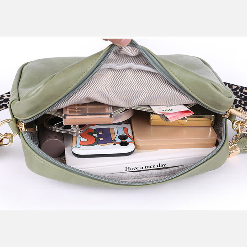 Umhängetasche für Damen, Retro-Tasche mit Quaste, PU-Leder