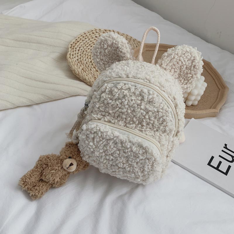 Multi-Trage-Rucksack für Babys/Kleinkinder mit Kaninchenohren aus Plüsch, Mini-Rucksack für Jungen und Mädchen