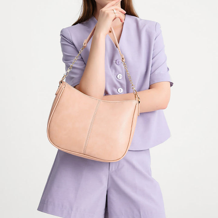 Umhängetasche für Damen mit doppeltem Riemen, elegante Tasche aus PU-Leder