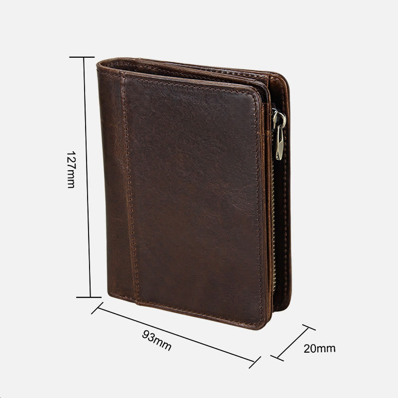Brieftasche Für Männer Kurze Anti-Diebstahl Echtes Leder Retro