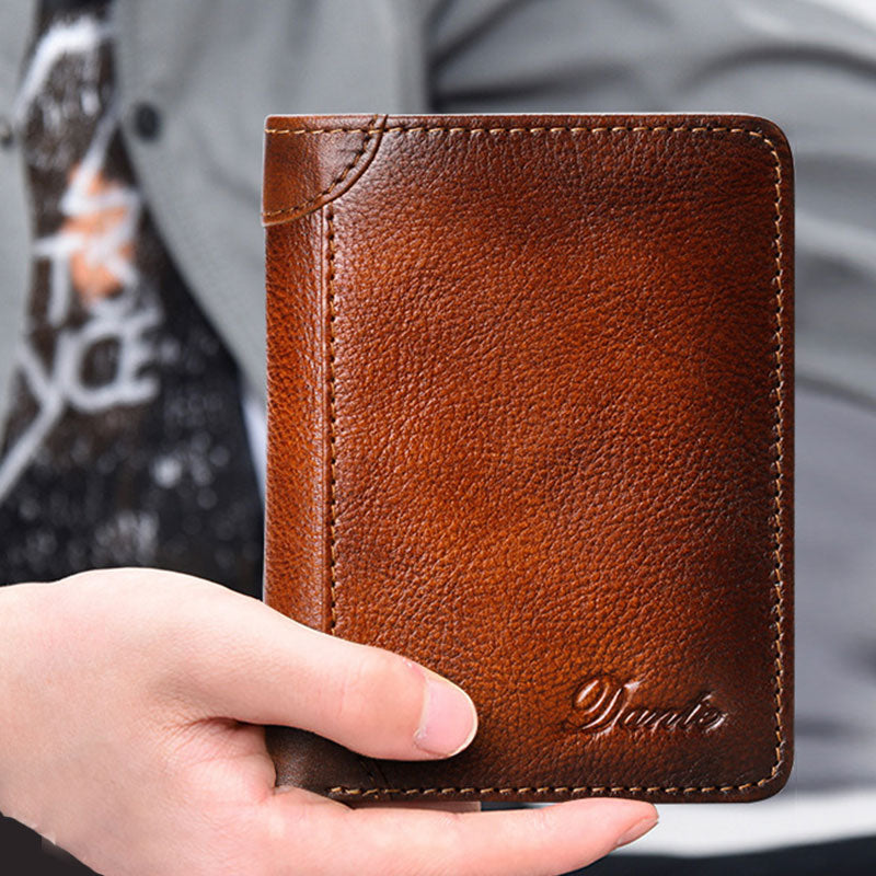 RFID-Geldbörse aus echtem Leder im Vintage-Stil mit Kartenhalter