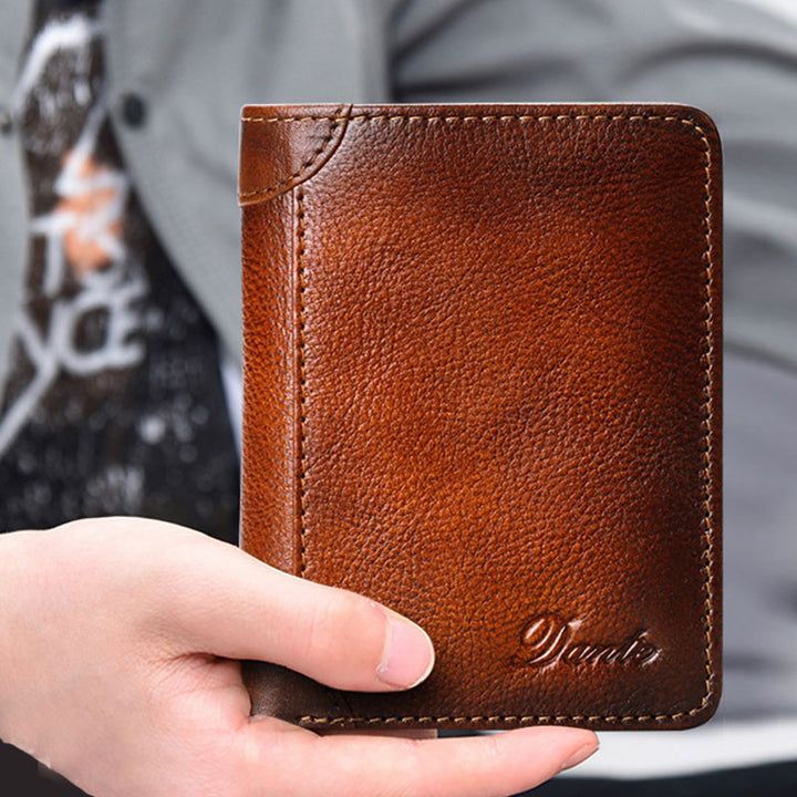 RFID-Geldbörse aus echtem Leder im Vintage-Stil mit Kartenhalter