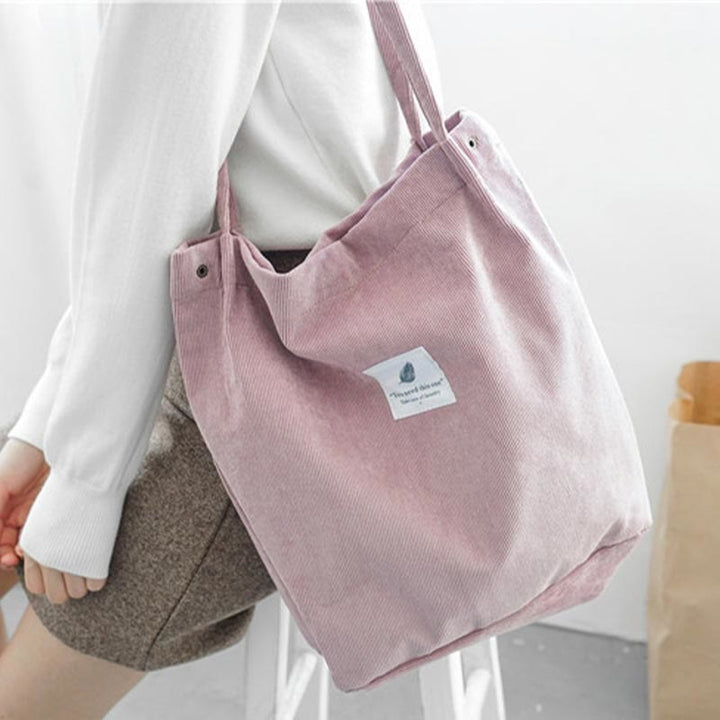 Tragetasche für Damen, großes Fassungsvermögen, Cord-Schultertasche