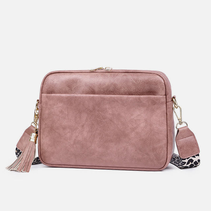 Umhängetasche für Damen, Retro-Tasche mit Quaste, PU-Leder