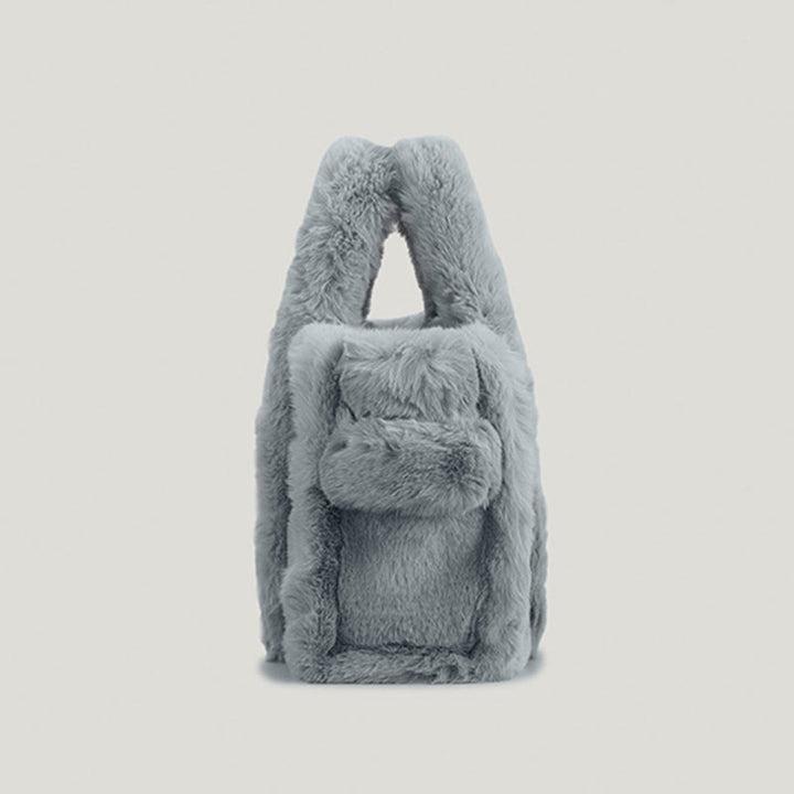 Solide Plüsch-Handtasche für den Winter, weiche Umhängetasche mit breiten Riemen
