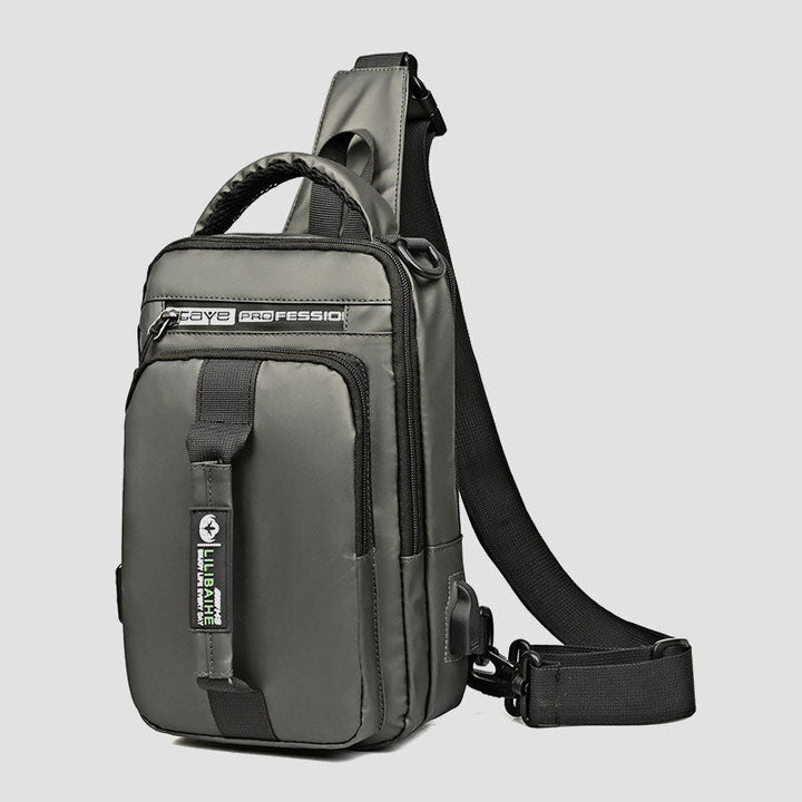 Wasserdichte, großvolumige Schultertasche mit mehreren Tragemöglichkeiten und USB-Ladeanschluss