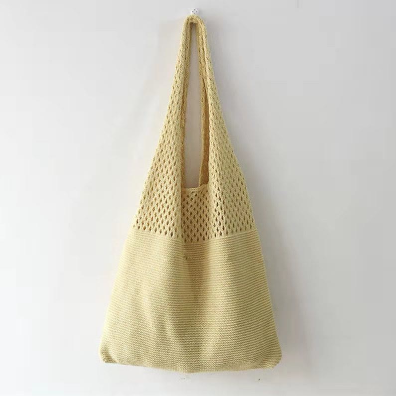 Einkaufstasche für Frauen im ethnischen Stil aus Wolle gestrickte Schultertasche