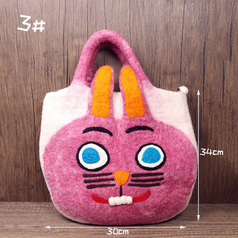 Handgemachte Tasche Wollfilz Handtasche Große Hasengesicht Tote