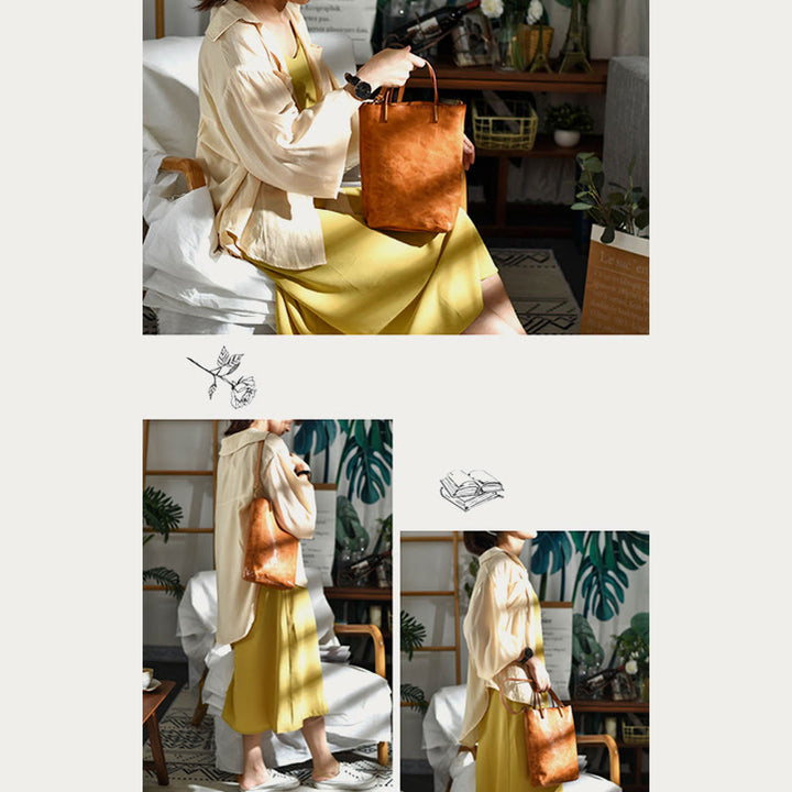 Handgemachte Umhängetasche für Frauen Retro einfache Textur Shouder Tasche