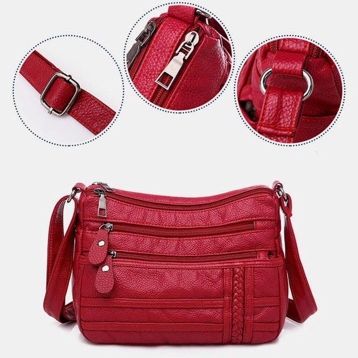 Einfarbige Umhängetasche mit mehreren Taschen