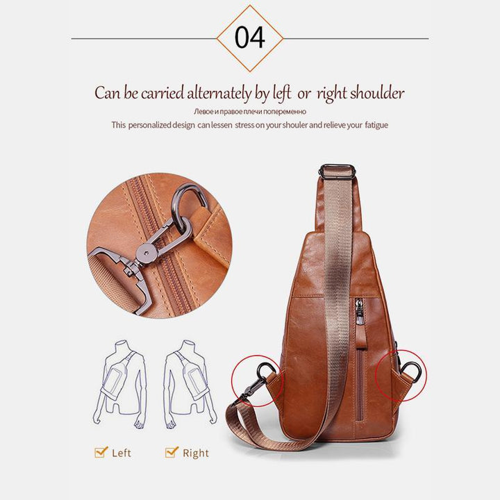 Multifunktions-Schultertasche aus echtem Leder im Vintage-Stil