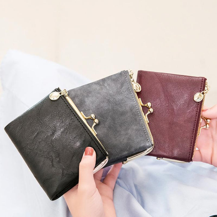 Multifunktionale, zweifach faltbare Münzbörse im Vintage-Stil mit Kiss Lock