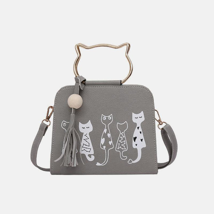 Süße Handtasche mit Katzenpfotenmotiv, Umhängetasche zum Mitnehmen