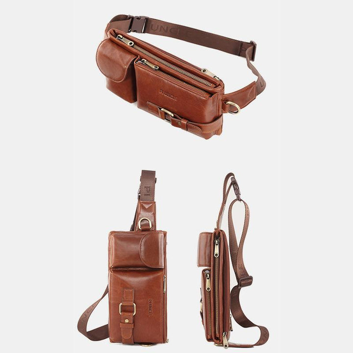 Vintage Multi-Carry Schultertasche aus echtem Leder